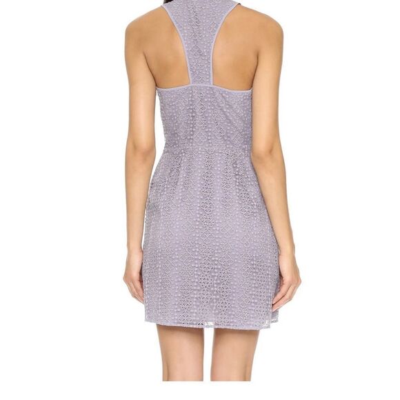 NWT Rebecca Minkoff Womens Gray Plum Lace Pleated Racerback Casual Dress 10 $598 - Picture 3 of 15